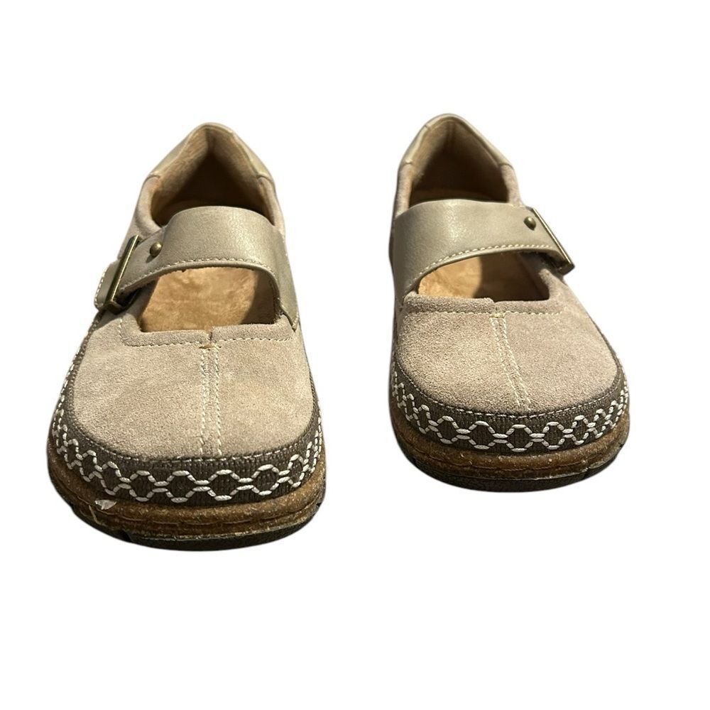 Earth Origins Essential Emme Mary Jane Suede Khaki Belcro Buckle Shoes 6.5 comfy - Picture 5 of 8